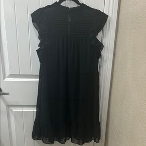 Who What Wear Black Ruffle Dress